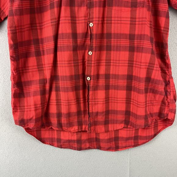 VTG Gap Shirt Mens Large Red Plaid Button Up Short Sleeve Cotton USA Made 90s - Picture 3 of 13